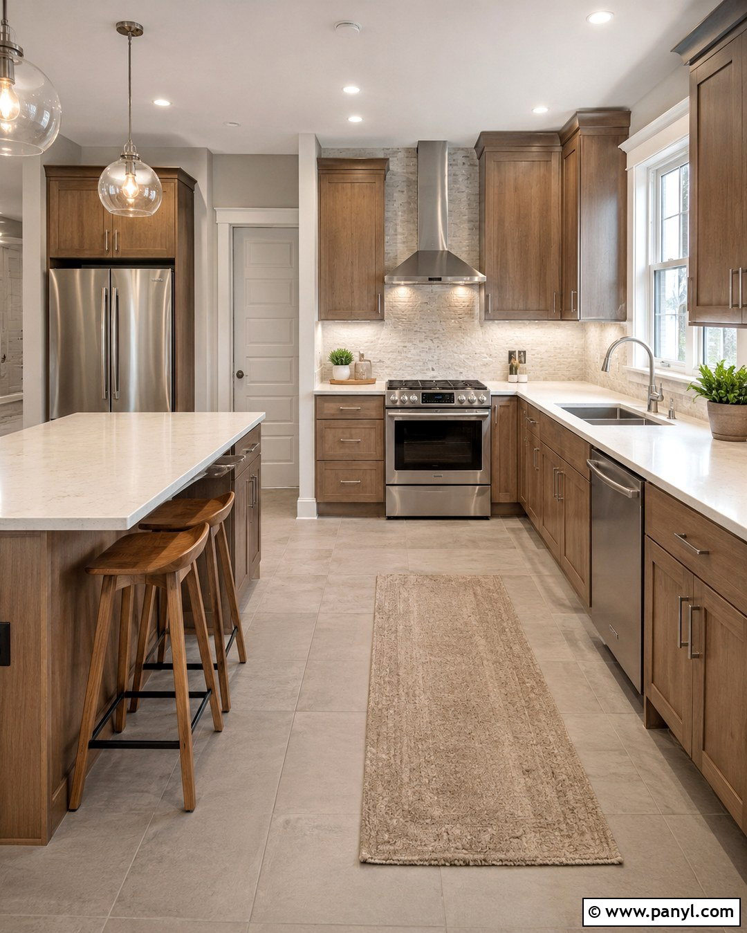 Light Grey Kitchen Walls With Brown Cabinets And Grey Flooring - 20 Light Grey Kitchen Walls Brown Cabinets
