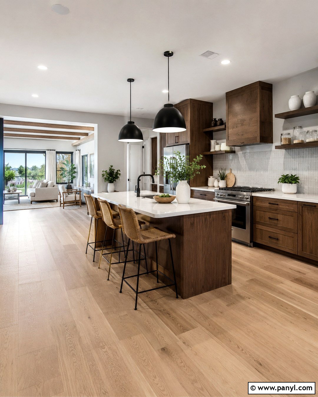 Light Grey Kitchen Walls With Brown Cabinets And Wood Flooring - 20 Light Grey Kitchen Walls Brown Cabinets