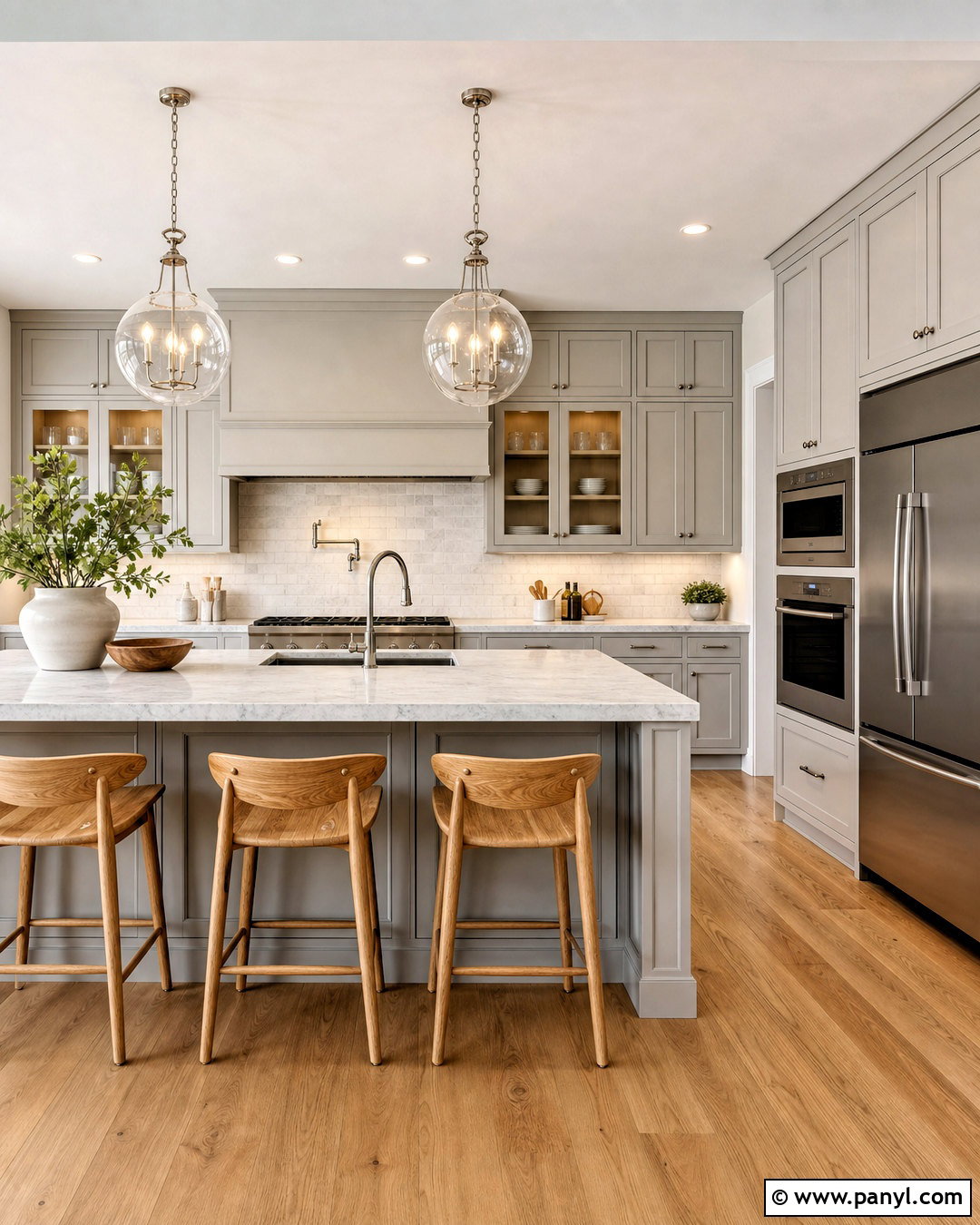 Light Grey Kitchen With Matching Grey Island - 20 light grey kitchen ideas