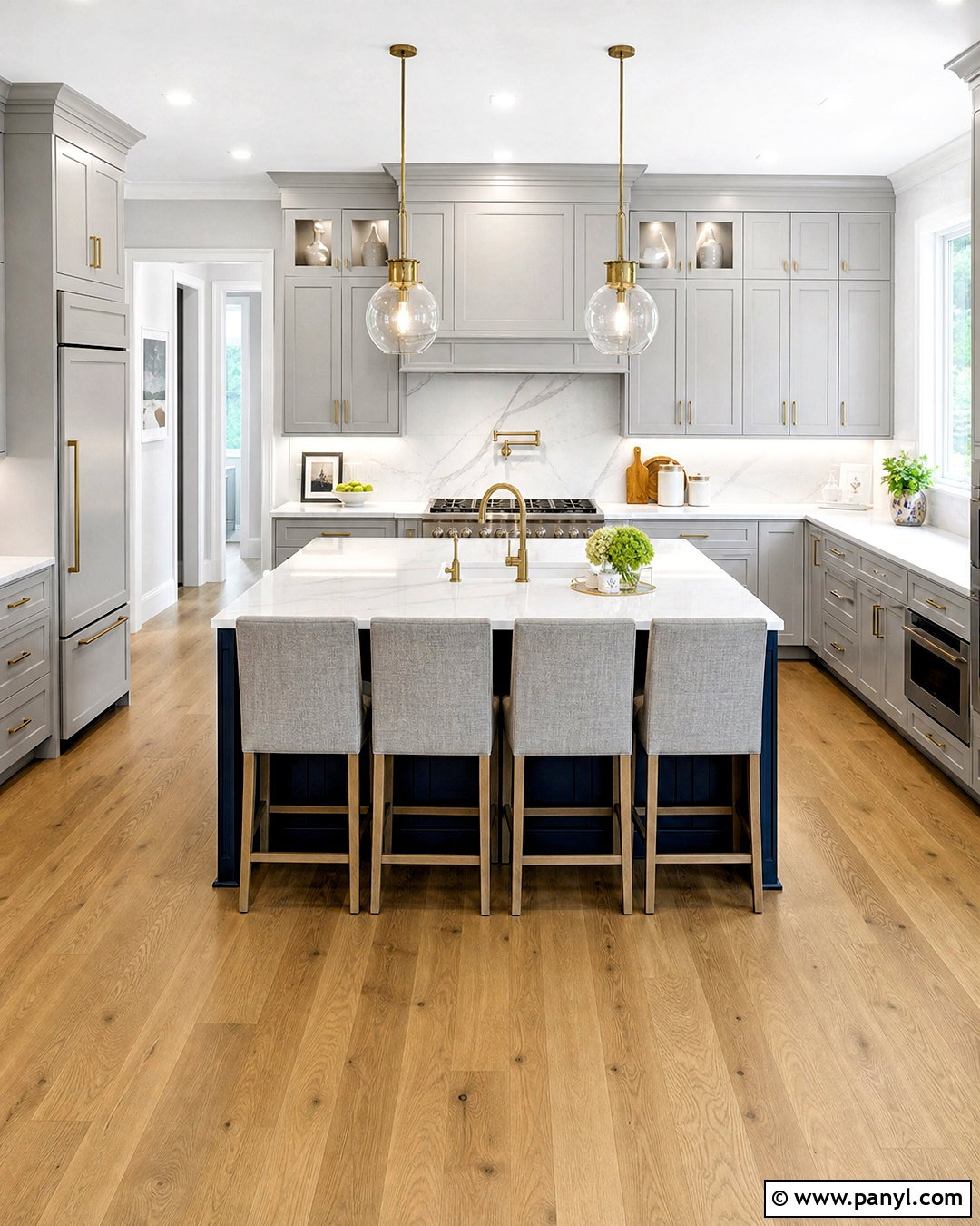 Light Grey Kitchen With Navy Island - 20 light grey kitchen ideas