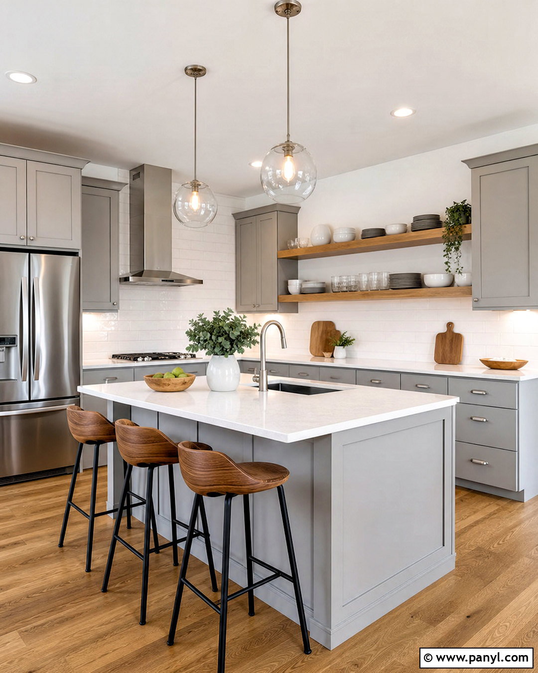 Light Grey Kitchen With Open Shelving - 20 light grey kitchen ideas