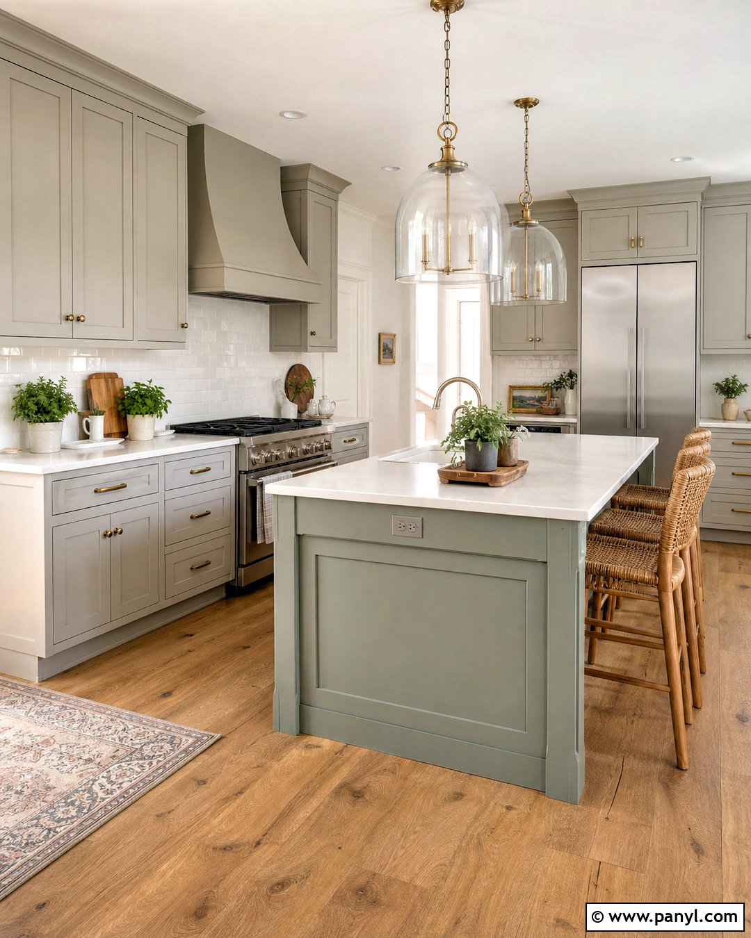 Light Grey Kitchen With Sage Green Island - 20 light grey kitchen ideas