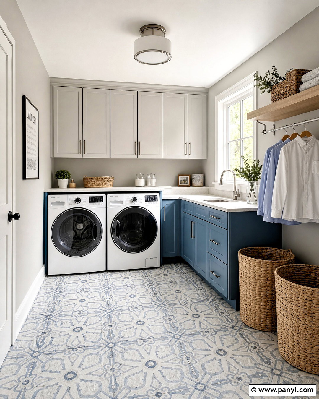 Light Grey Laundry Room With Blue Cabinets - 20 light grey interior ideas