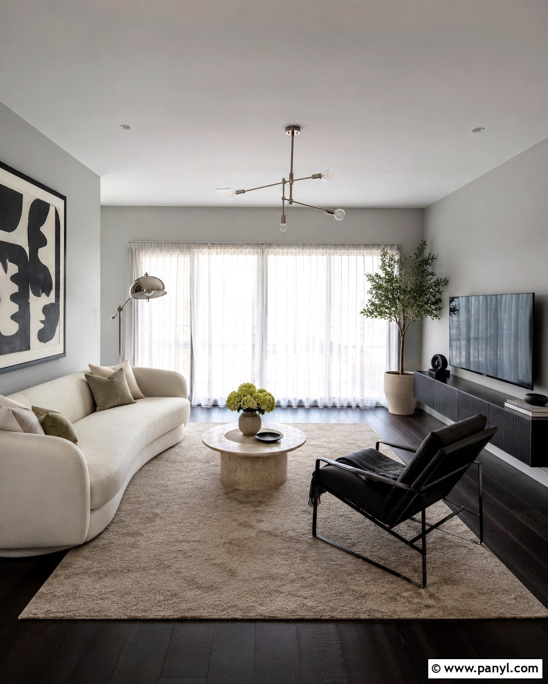 Light Grey Modern Room With Black Furniture - 20 Light Grey Walls With Dark Floors