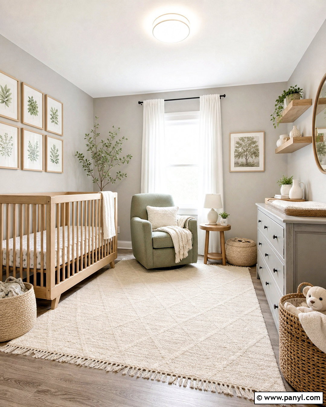 Light Grey Nursery With Soft Green - 20 light grey interior ideas
