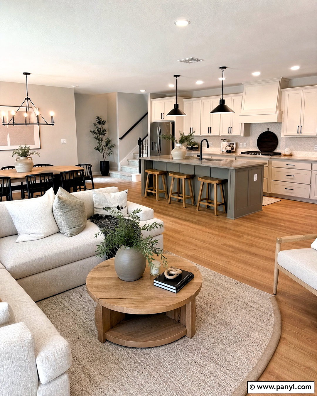 Light Grey Open Plan Interior With Greige - 20 light grey interior ideas