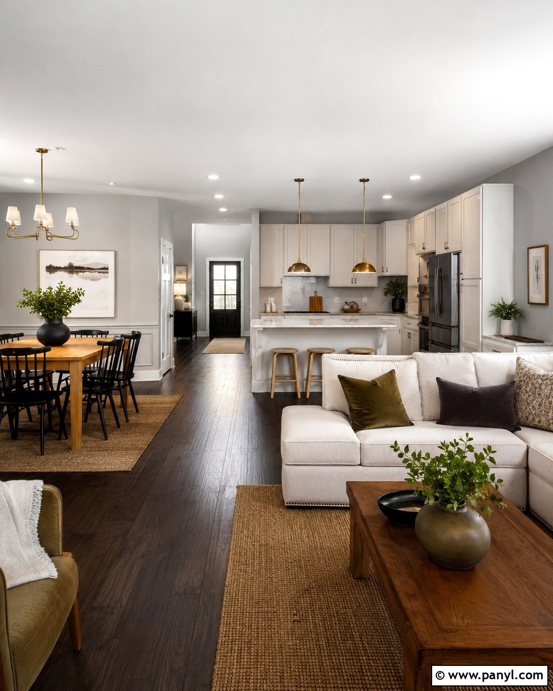 Light Grey Open Plan Room With Dark Floors - 20 Light Grey Walls With Dark Floors