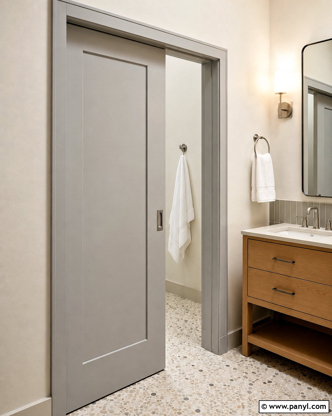 Light Grey Pocket Door - 20 light grey doors interior ideas