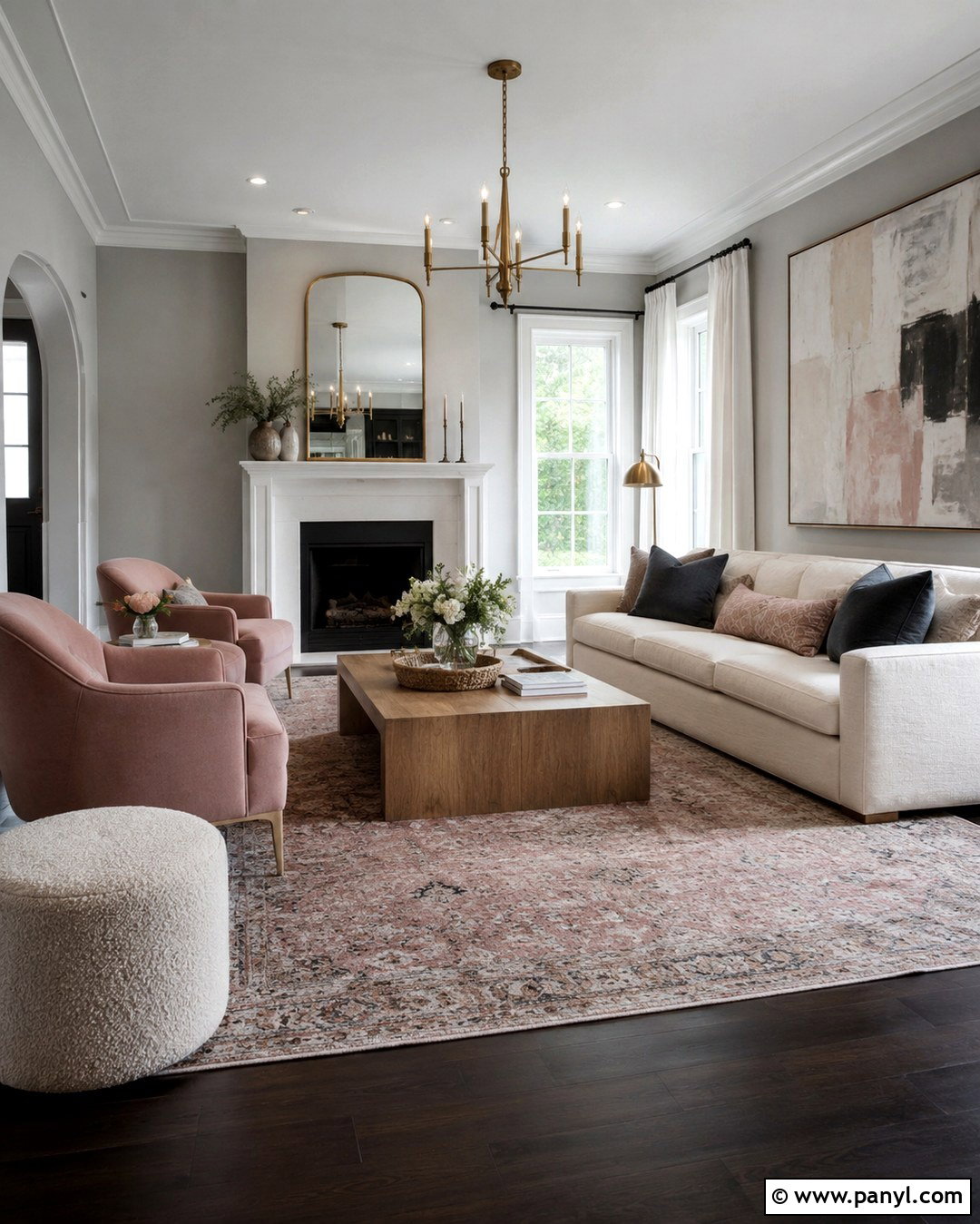 Light Grey Room With Blush Pink Decor - 20 Light Grey Walls With Dark Floors