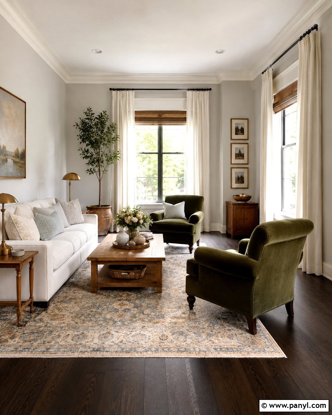 Light Grey Room With Green Accents - 20 Light Grey Walls With Dark Floors