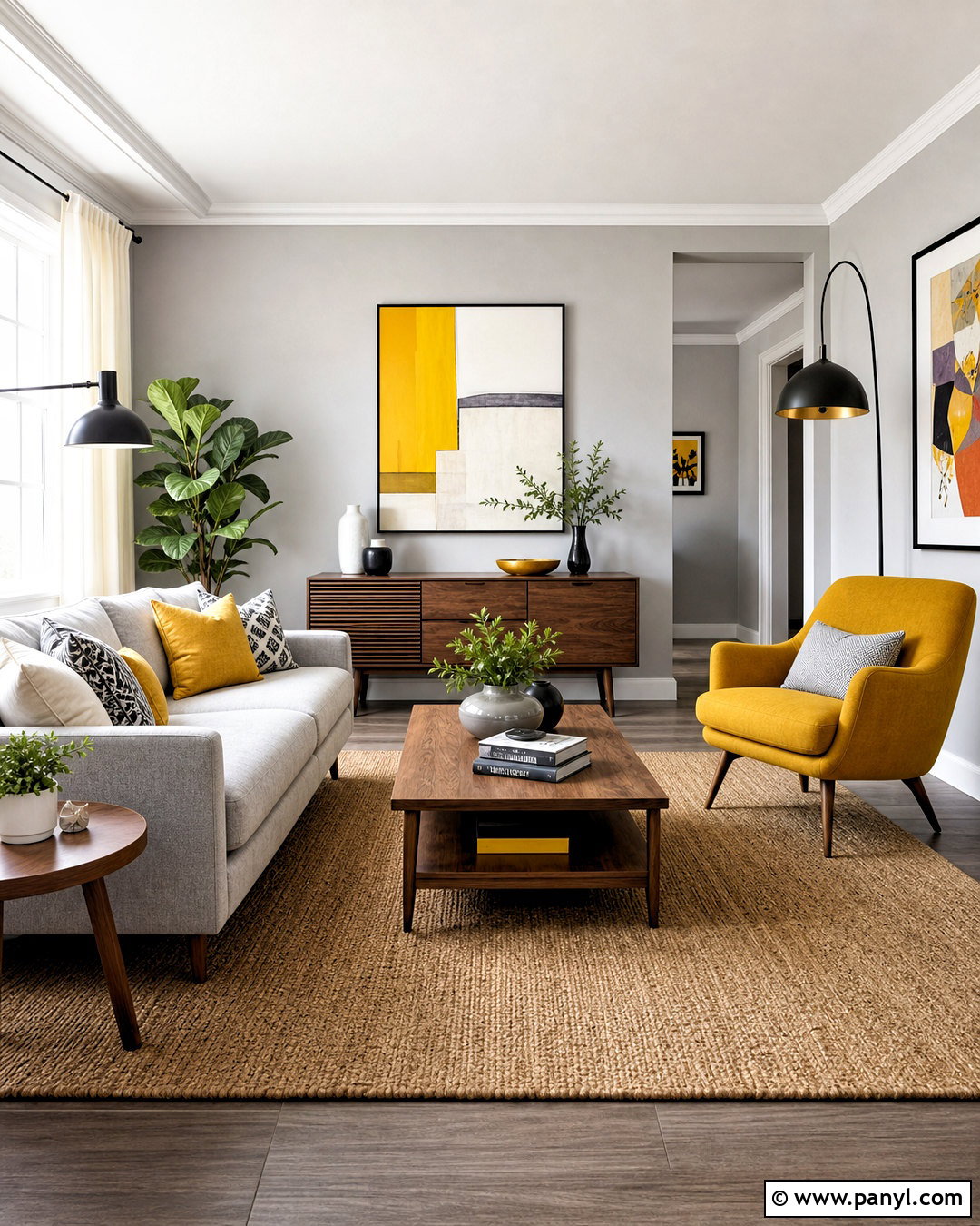 Light Grey Room With Yellow Accents - 20 light grey room ideas