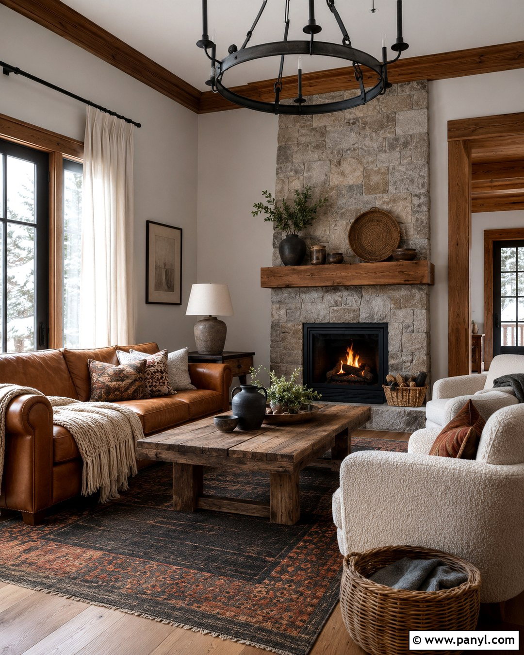 Light Grey Rustic Room With Brown Trim - 20 Light Grey Walls With Brown Trim Ideas