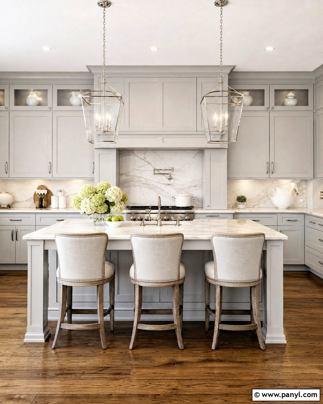 Light Grey Shaker Kitchen With Marble Backsplash - 20 light grey kitchen ideas
