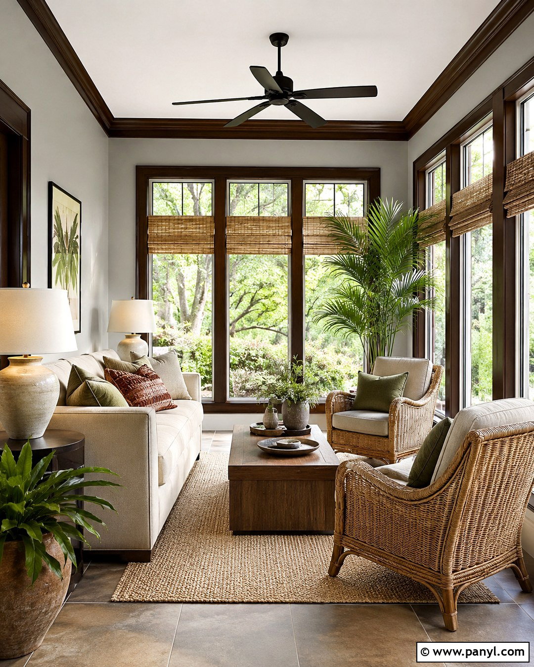 Light Grey Sunroom With Brown Trim - 20 Light Grey Walls With Brown Trim Ideas