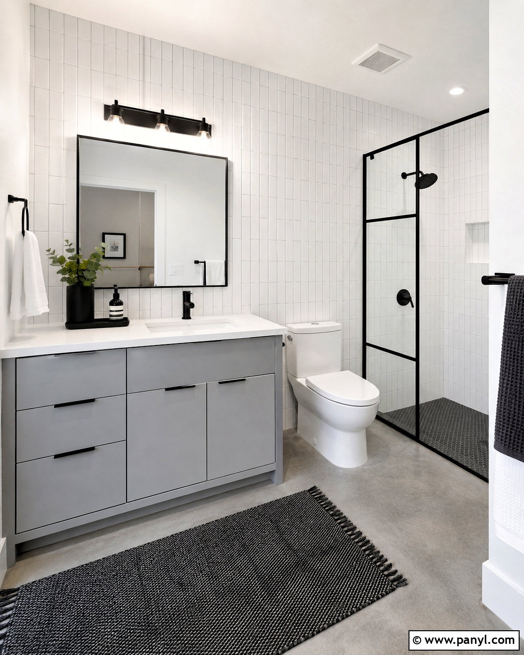 Light Grey Vanity With Black Hardware - 20 light grey vanity bathroom ideas