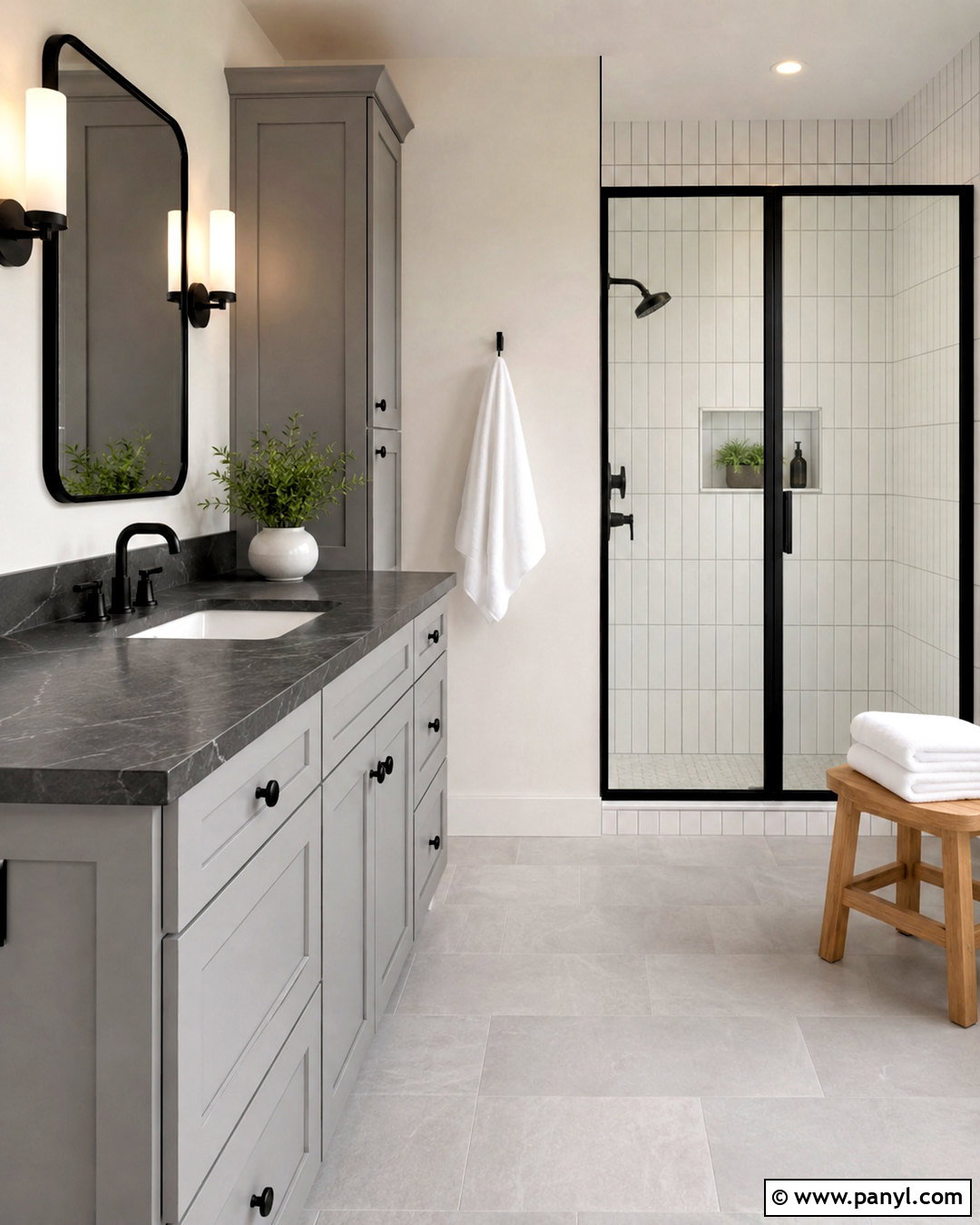 Light Grey Vanity With Dark Countertop - 20 light grey vanity bathroom ideas