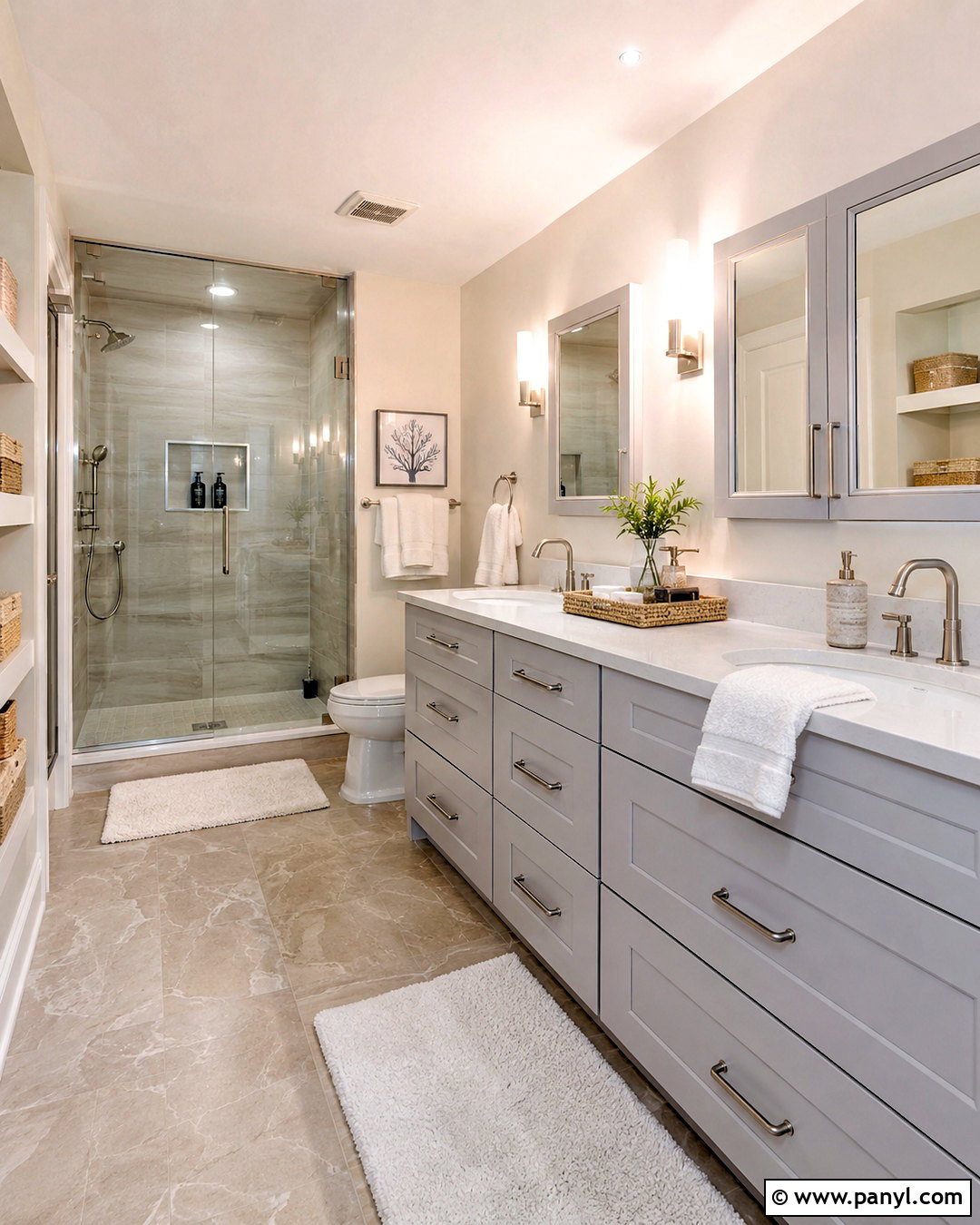 Light Grey Vanity With Quartz Countertop - 20 light grey vanity bathroom ideas