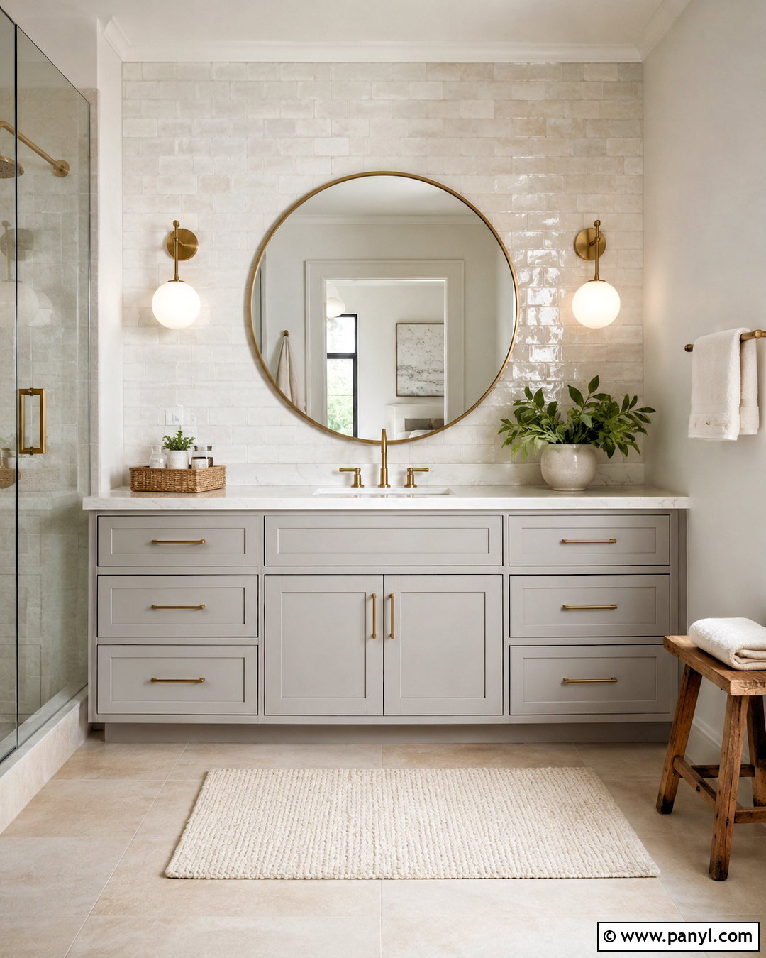 Light Grey Vanity With Round Mirror - 20 light grey vanity bathroom ideas