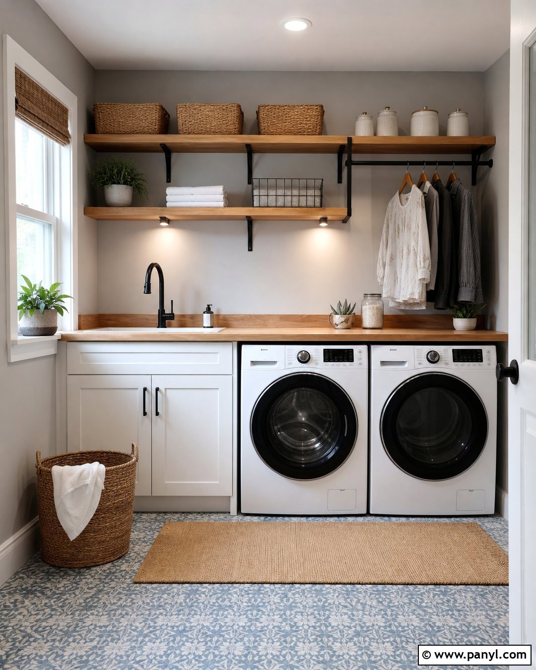 Light Grey Wall Laundry Room With Storage - 20 Light Grey Wall Room Ideas