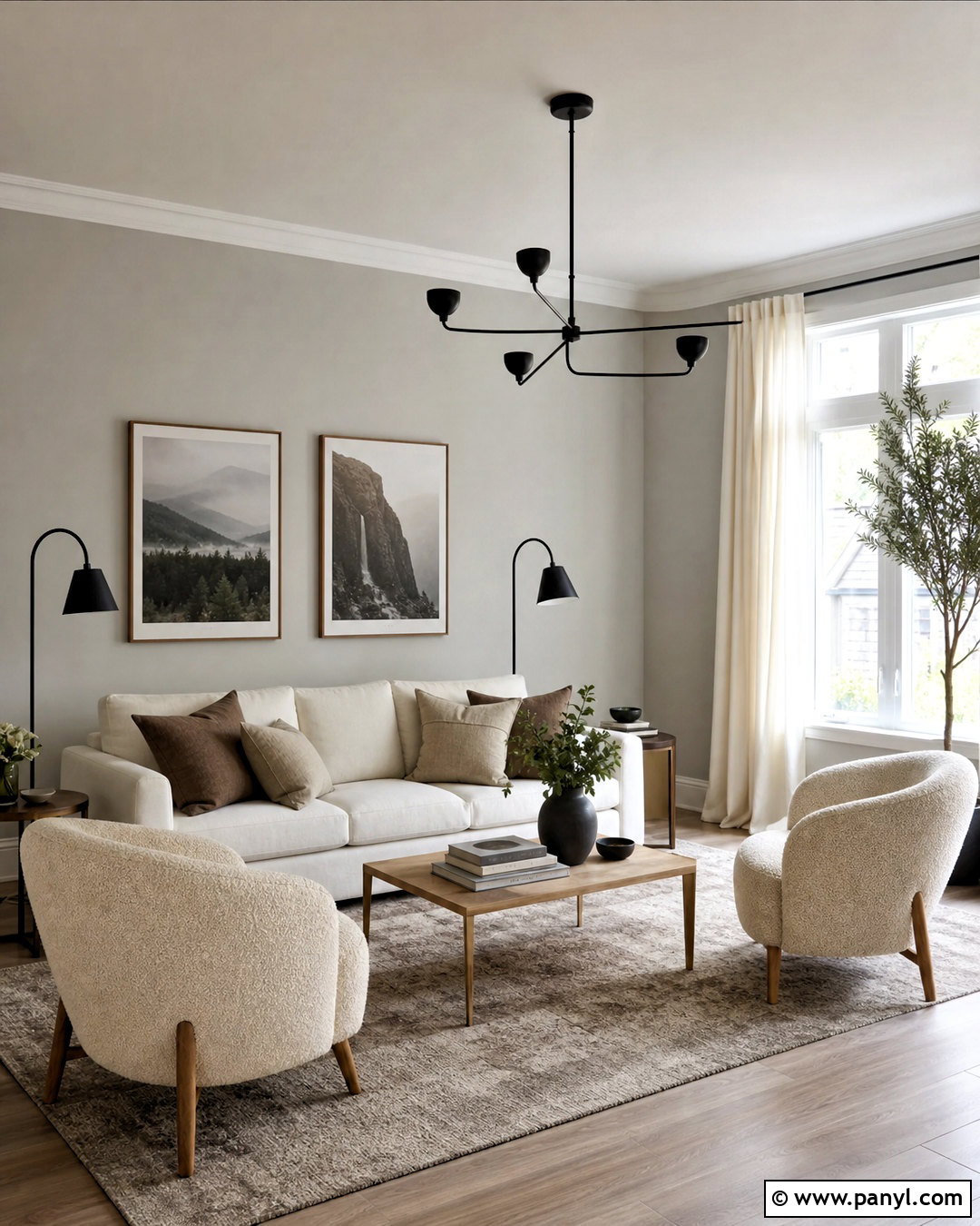 Light Grey Wall Living Room With Cream Furniture - 20 grey wall living room ideas