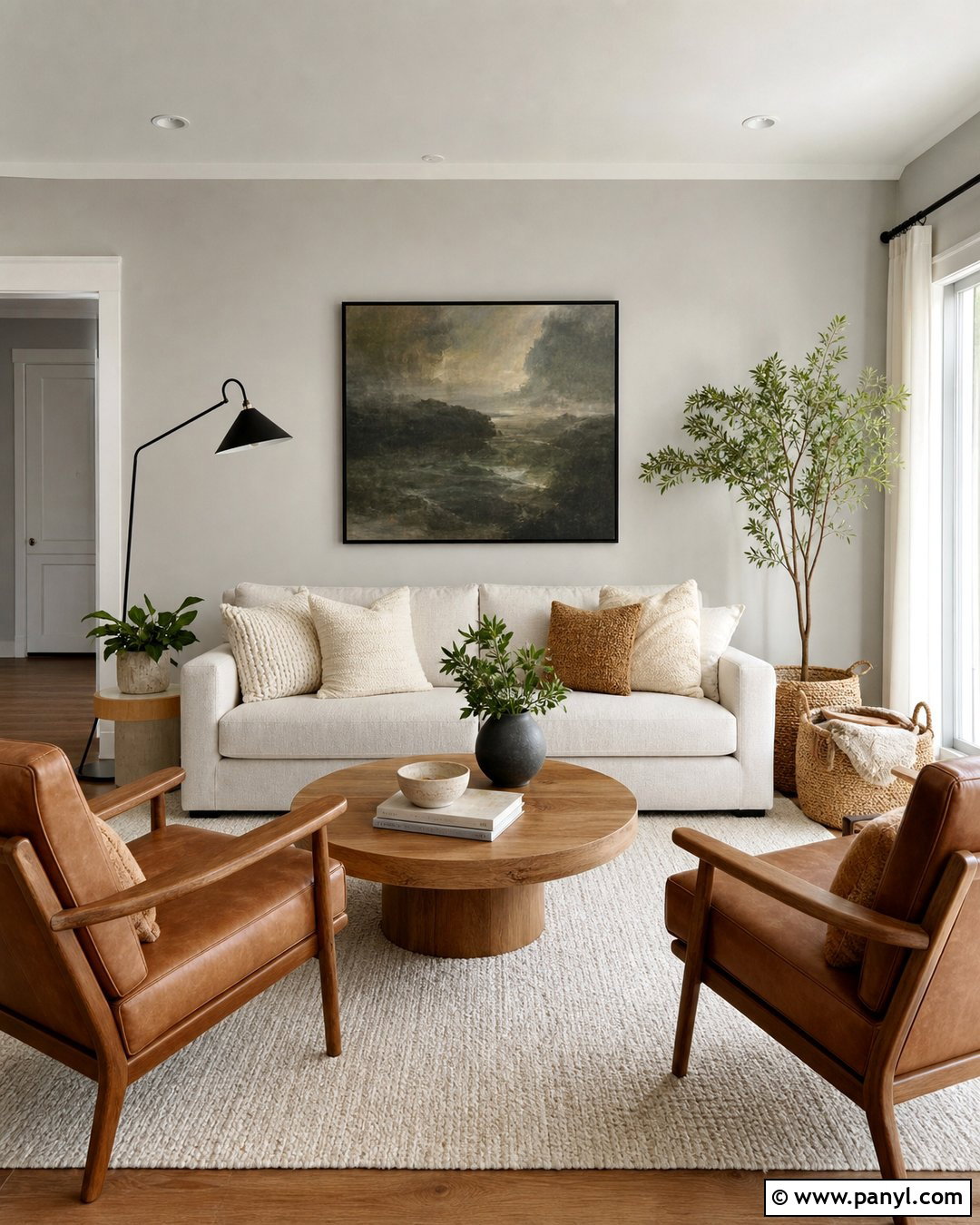 Light Grey Wall Living Room With Cream Sofa - 20 Light Grey Wall Room Ideas