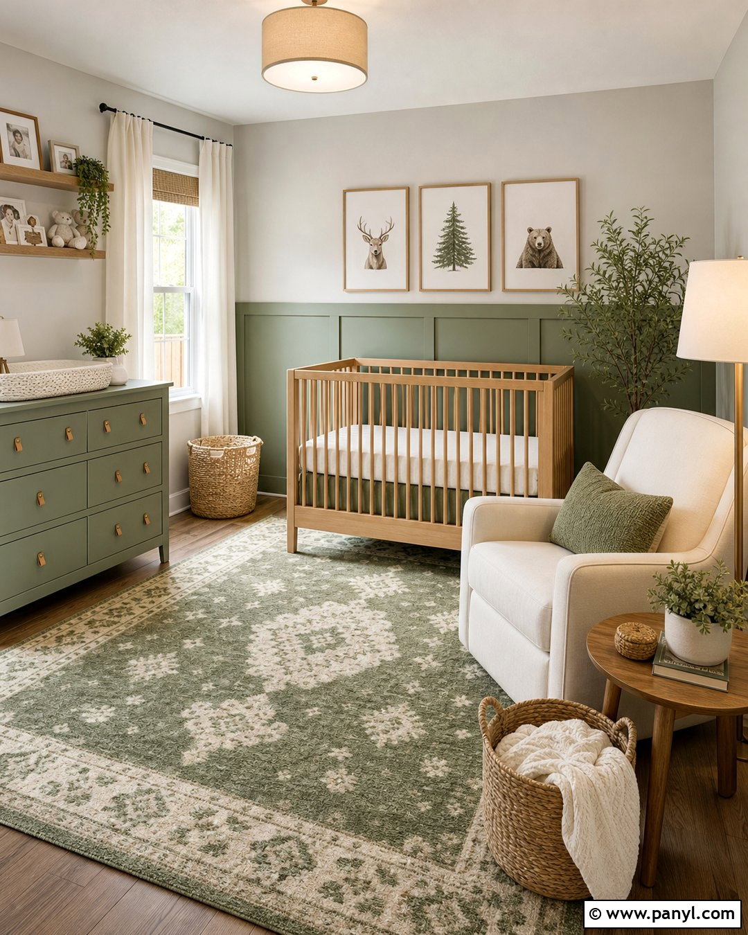 Light Grey Wall Nursery With Sage Green Decor - 20 Light Grey Wall Room Ideas