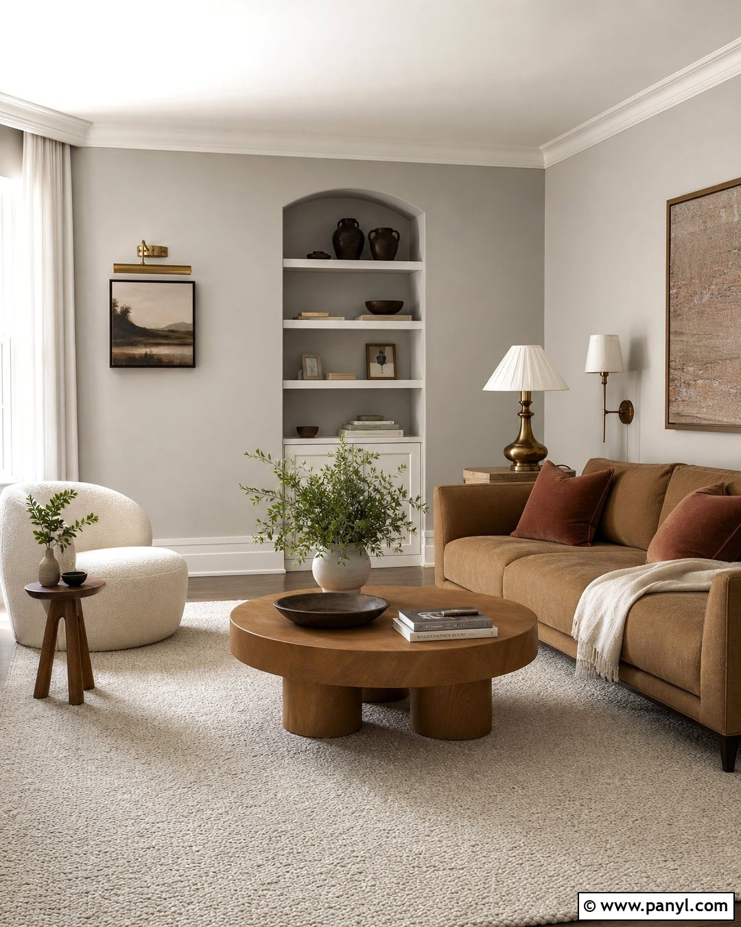 Light Grey Wall Room With Warm Neutral Decor - 20 Light Grey Wall Room Ideas