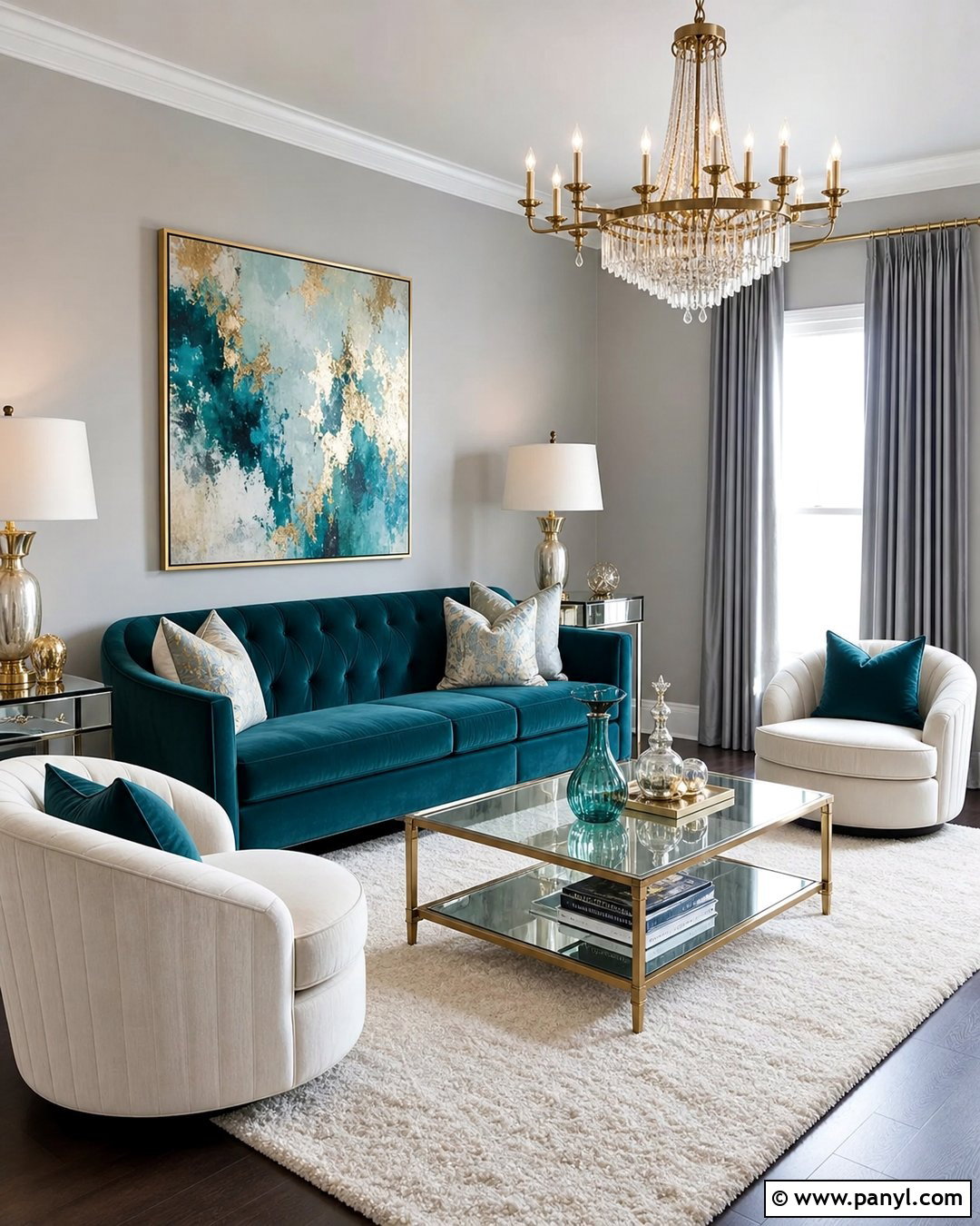 Light Grey Walls Glam Living Room - 50 Light Grey Walls
