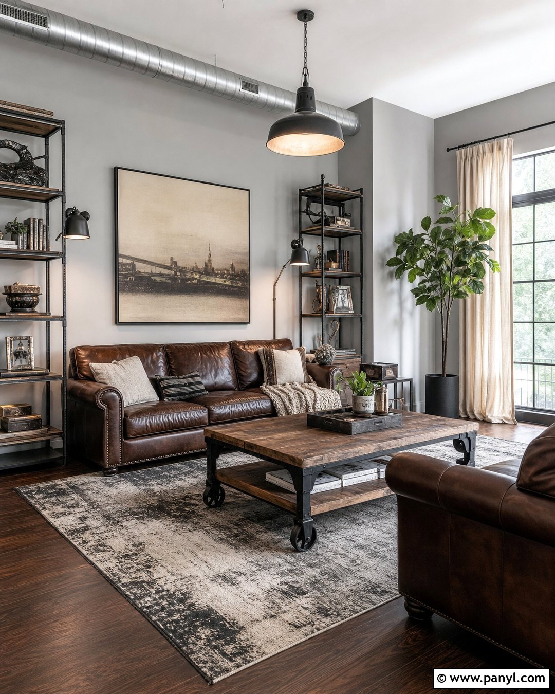Light Grey Walls Industrial Living Room - 50 Light Grey Walls