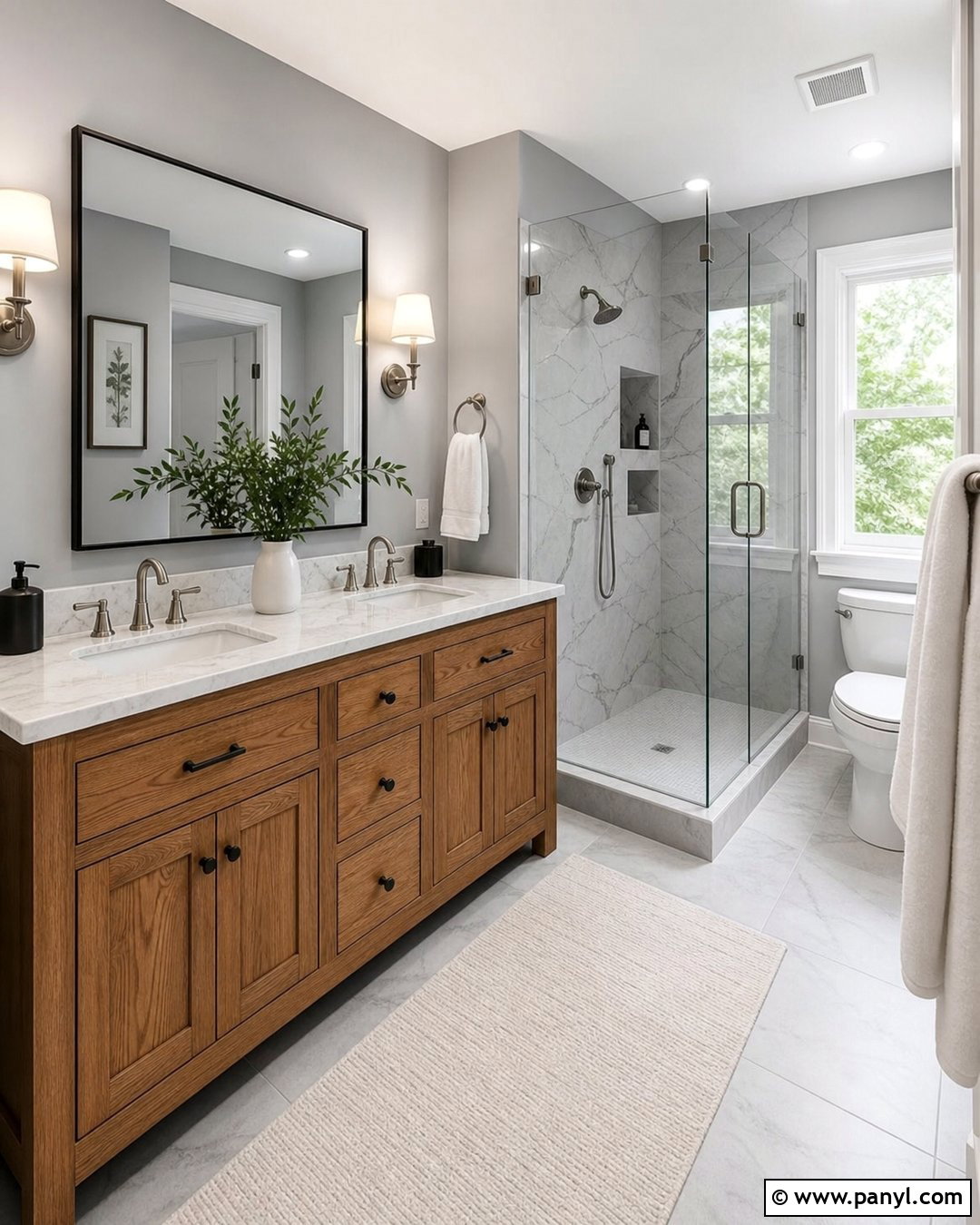 Light Grey Walls Marble Bathroom - 50 Light Grey Walls
