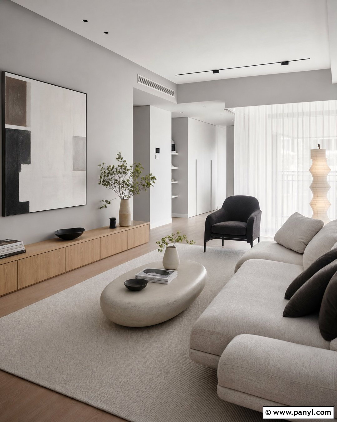 Light Grey Walls Minimalist Living Room - 50 Light Grey Walls