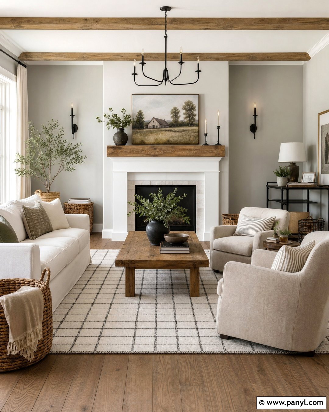 Light Grey Walls Modern Farmhouse Living Room - 50 Light Grey Walls