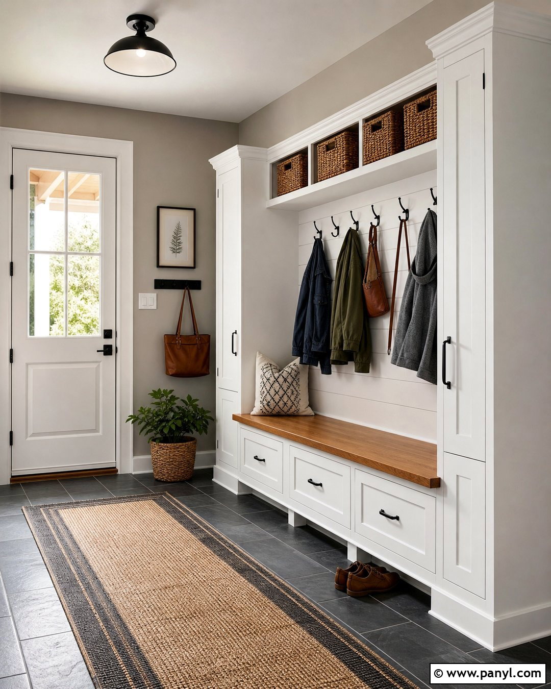 Light Grey Walls Mudroom - 50 Light Grey Walls