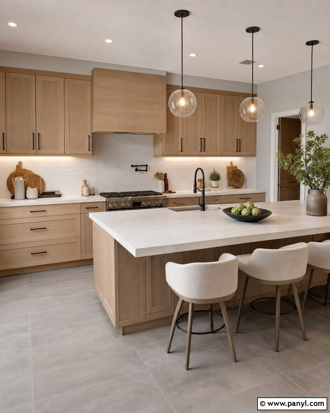 Light Grey Walls Oak Kitchen Cabinets - 50 Light Grey Walls