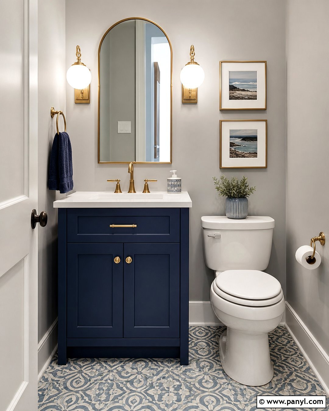 Light Grey Walls Powder Room - 50 Light Grey Walls