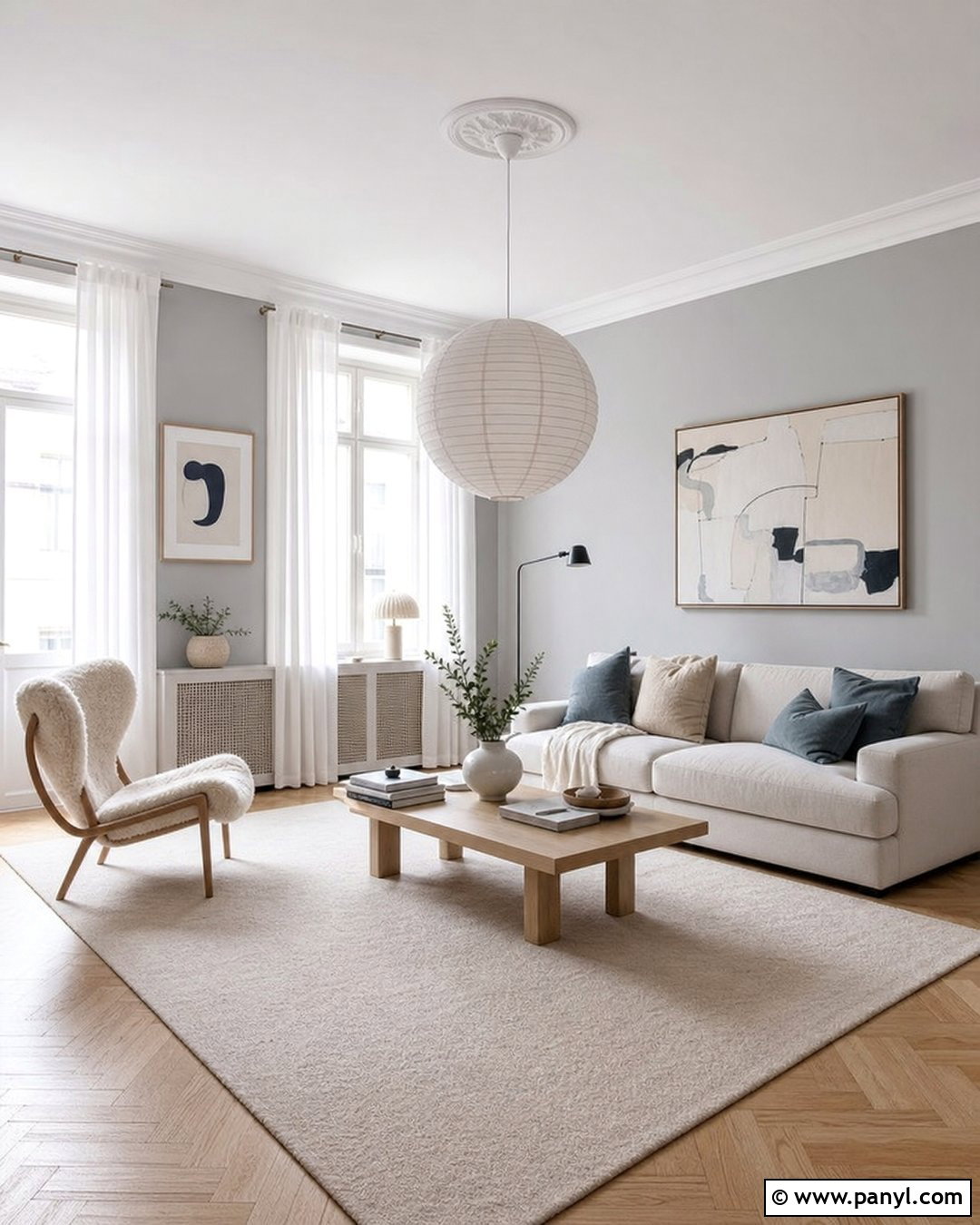 Light Grey Walls Scandinavian Living Room - 50 Light Grey Walls