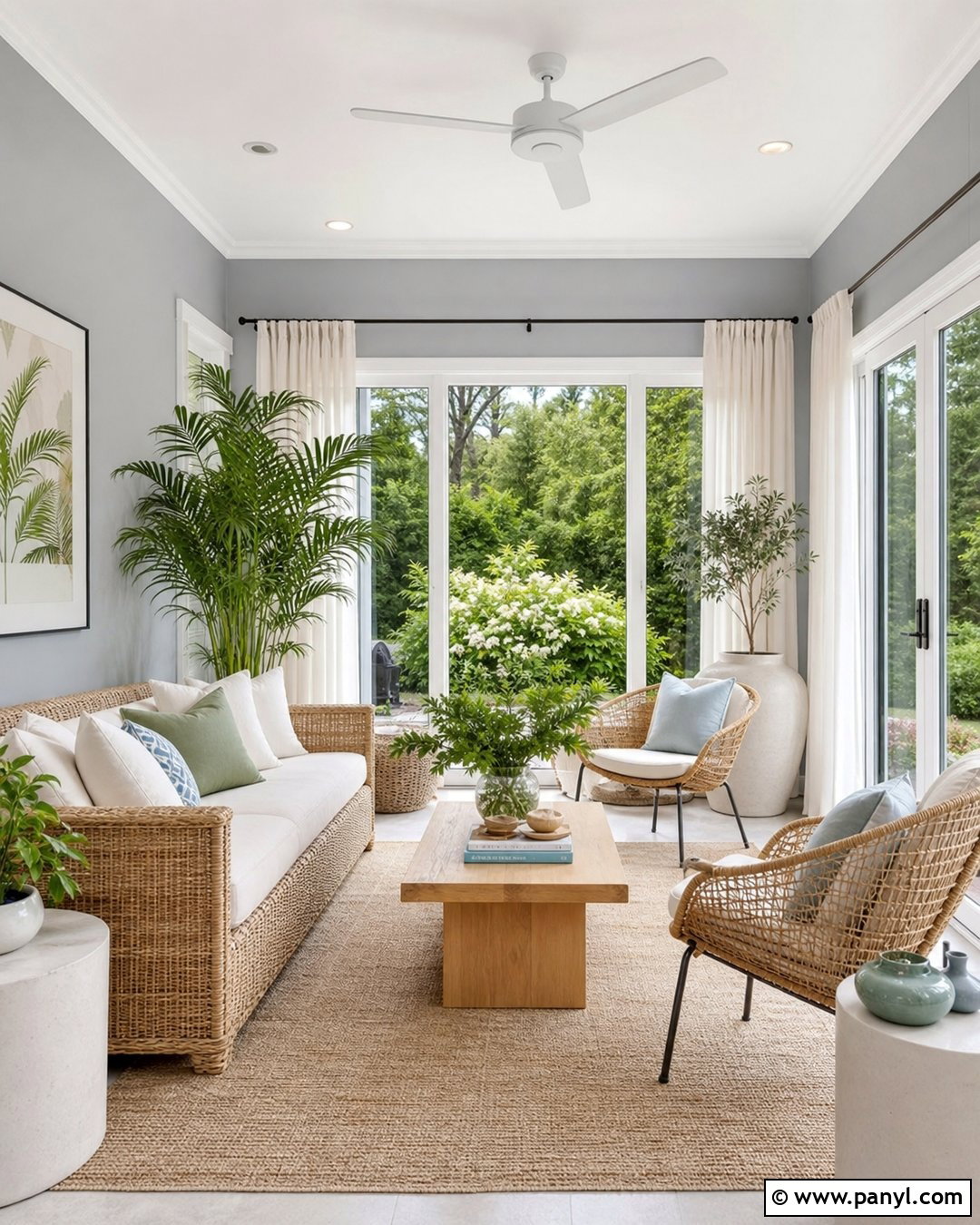 Light Grey Walls Sunroom - 50 Light Grey Walls