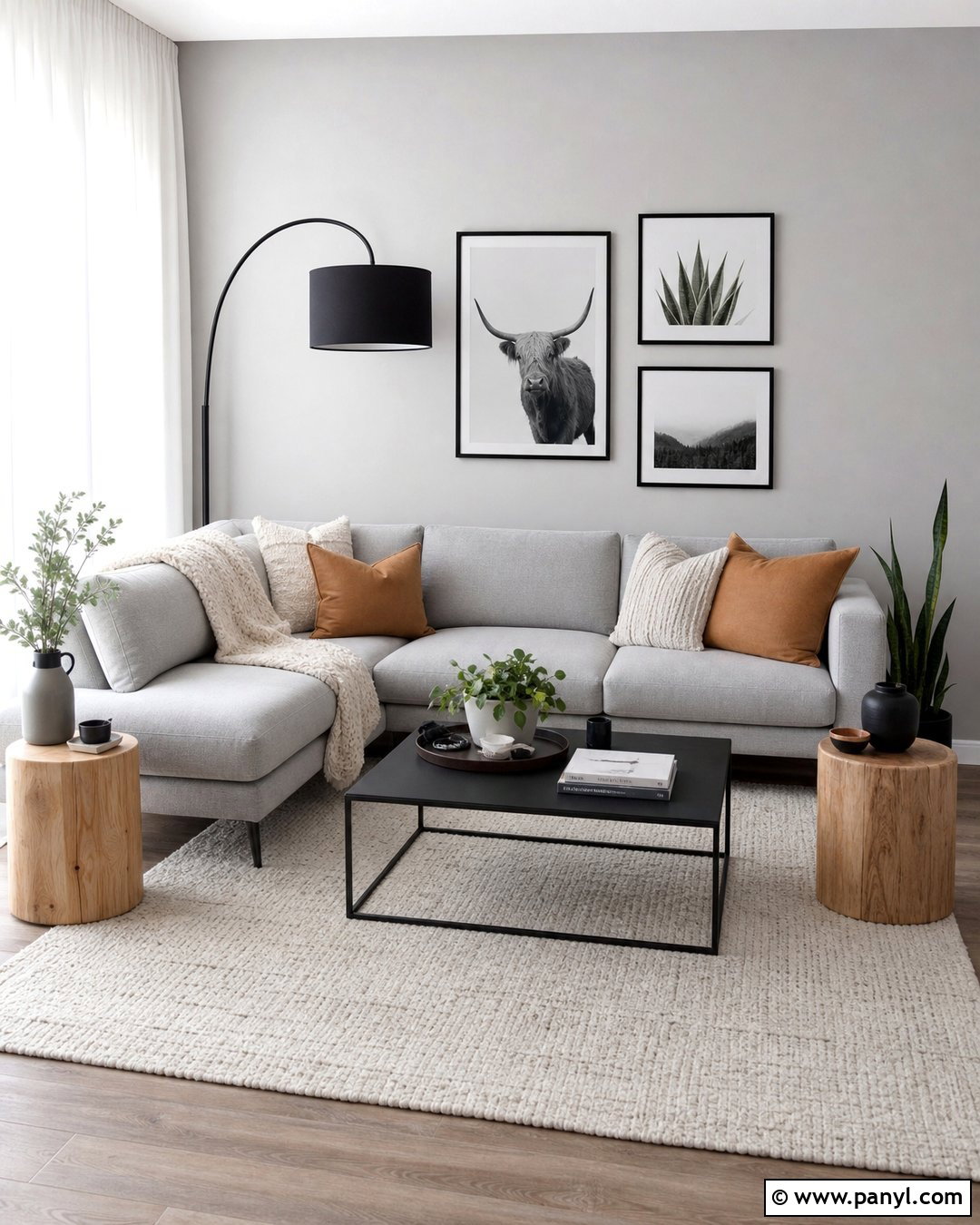 Light Grey Walls With Black Accents - 50 Light Grey Walls