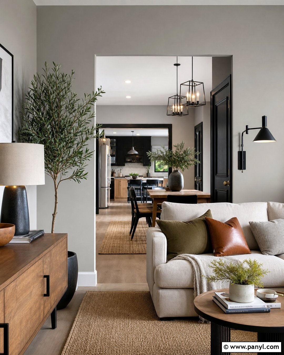 Light Grey Walls With Black Doors - 35 light grey wall paint ideas