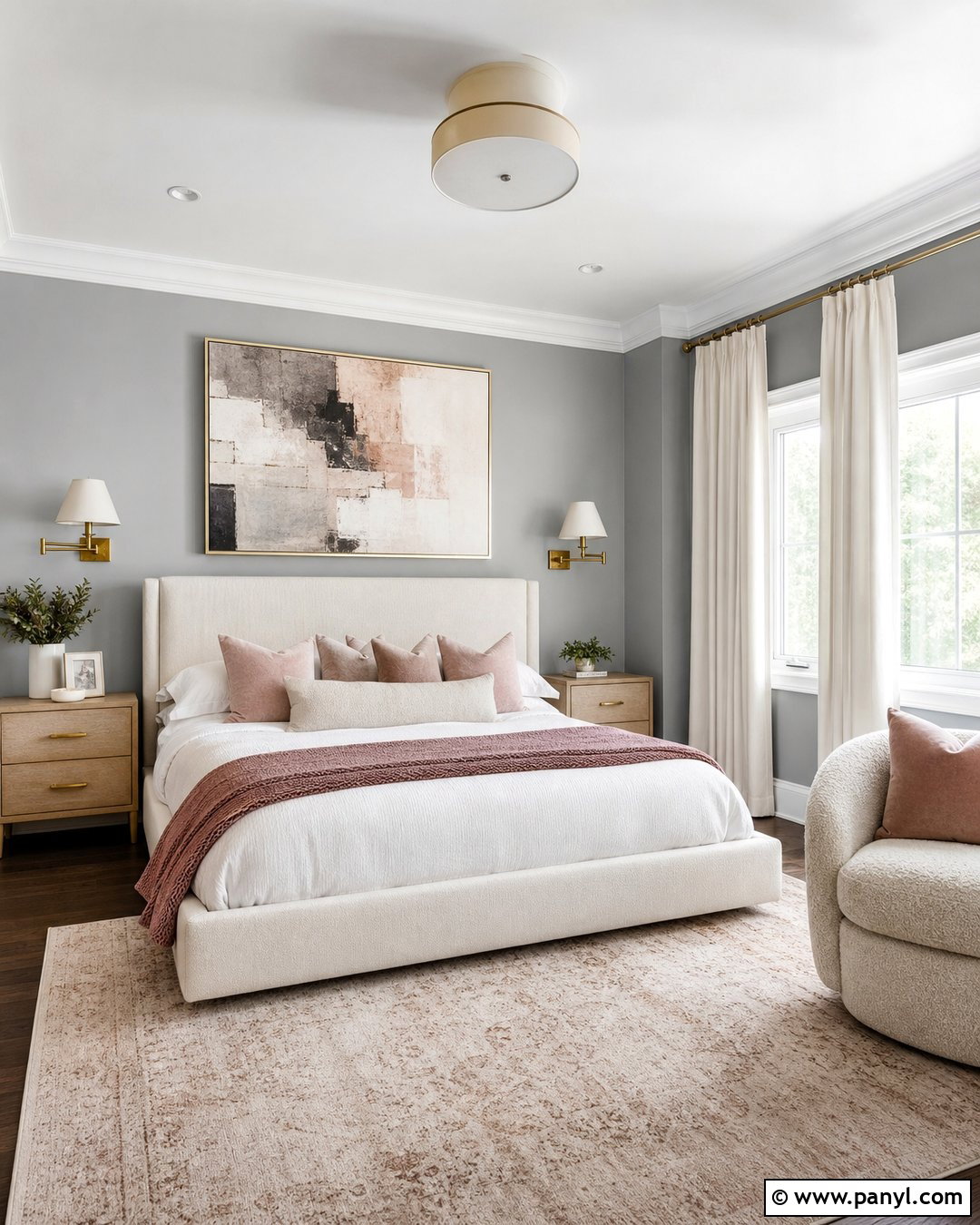 Light Grey Walls With Blush Pink - 50 Light Grey Walls