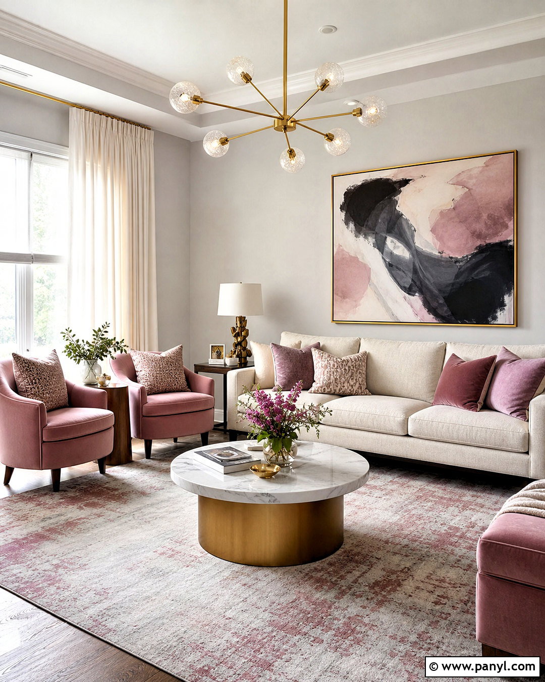 Light Grey Walls With Blush Pink Decor - 20 light grey walls living room ideas