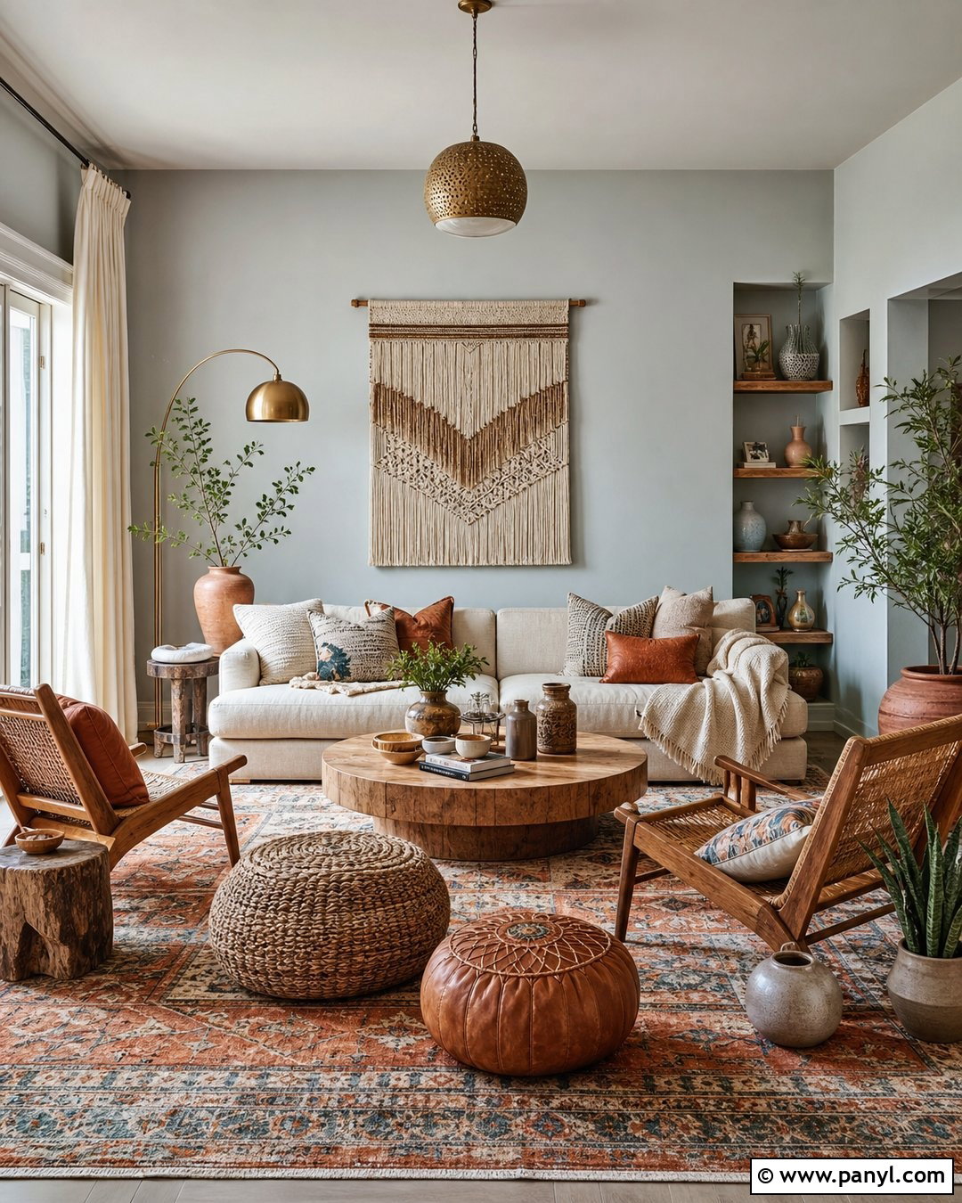 Light Grey Walls With Boho Decor - 20 Light Grey Walls Look Blue Ideas