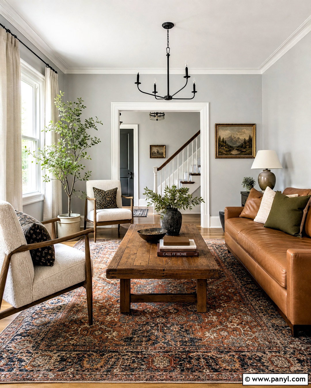 Light Grey Walls With Brown Leather Sofa - 20 light grey walls living room ideas