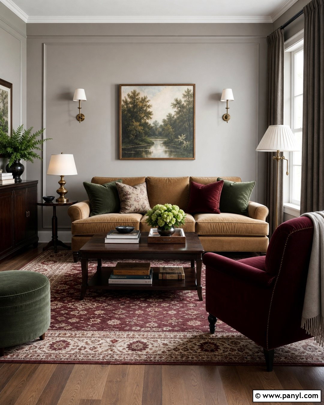 Light Grey Walls With Burgundy - 50 Light Grey Walls