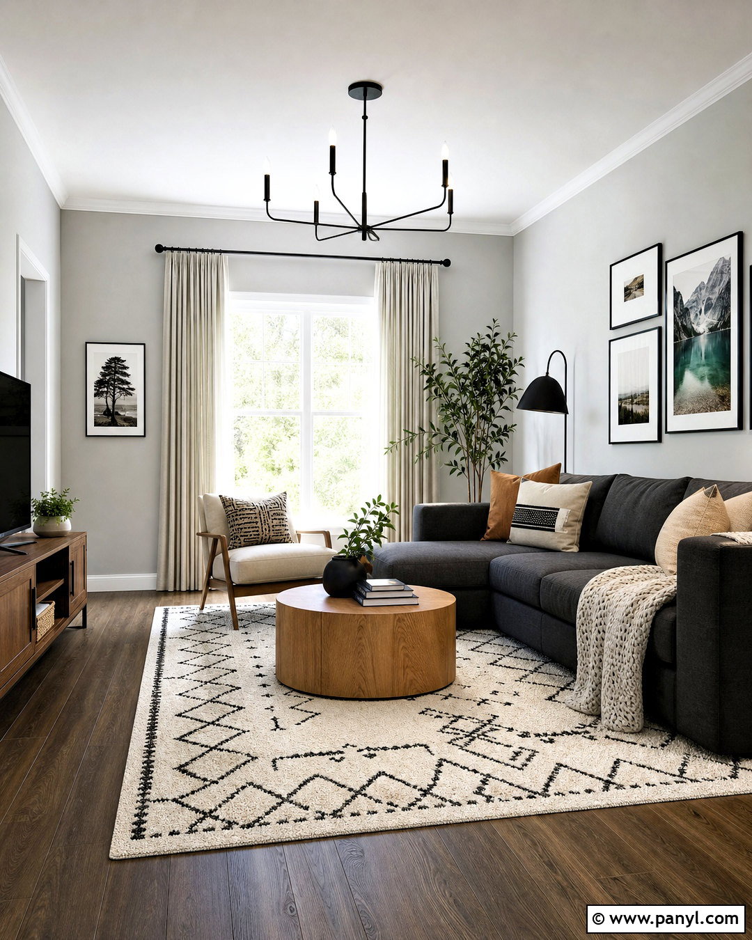 Light Grey Walls With Charcoal Sofa - 20 light grey walls living room ideas