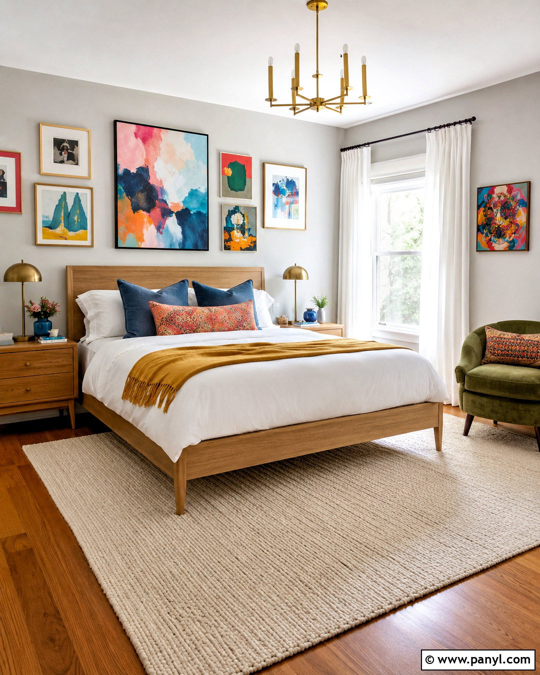 Light Grey Walls With Colorful Artwork - 20 light grey walls bedroom ideas