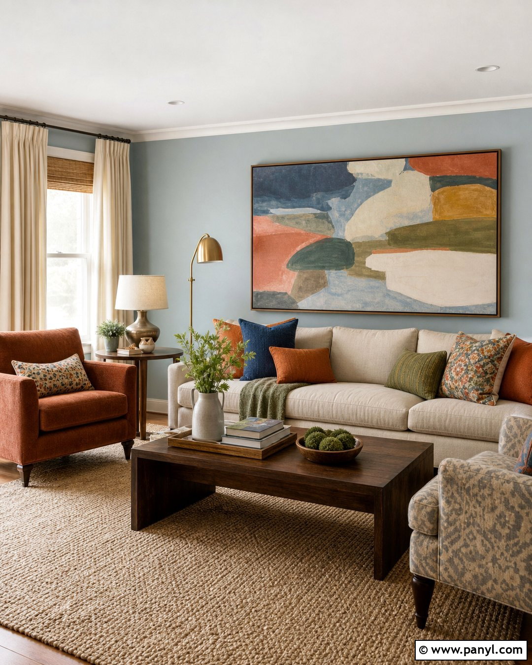 Light Grey Walls With Colorful Artwork - 20 Light Grey Walls Look Blue Ideas