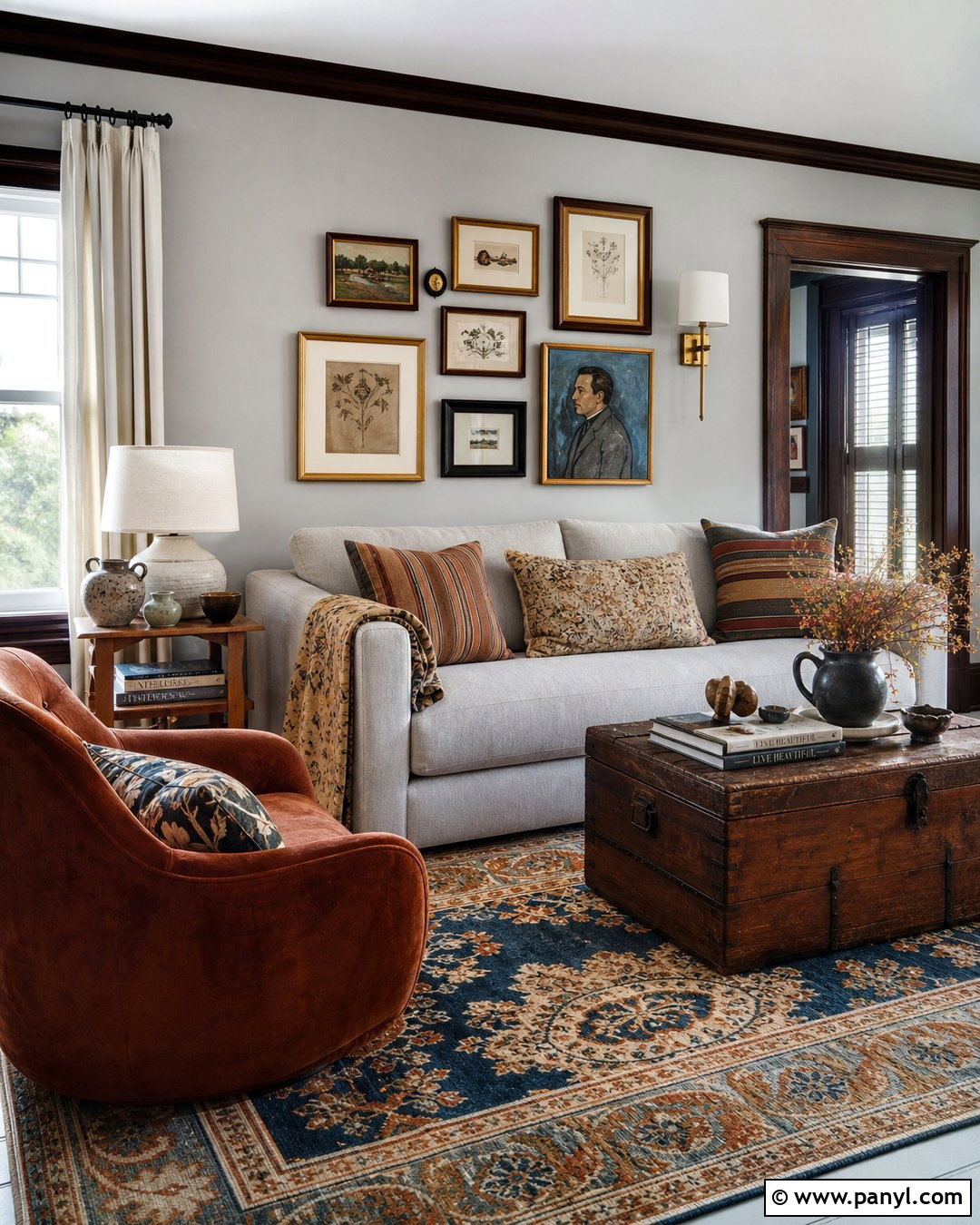 Light Grey Walls With Dark Wood Trim Eclectic Room - 20 Light Grey Walls With Dark Wood Trim Ideas