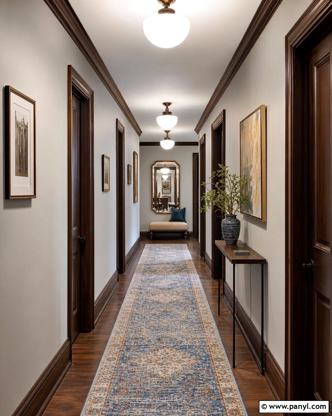Light Grey Walls With Dark Wood Trim Hallway - 20 Light Grey Walls With Dark Wood Trim Ideas