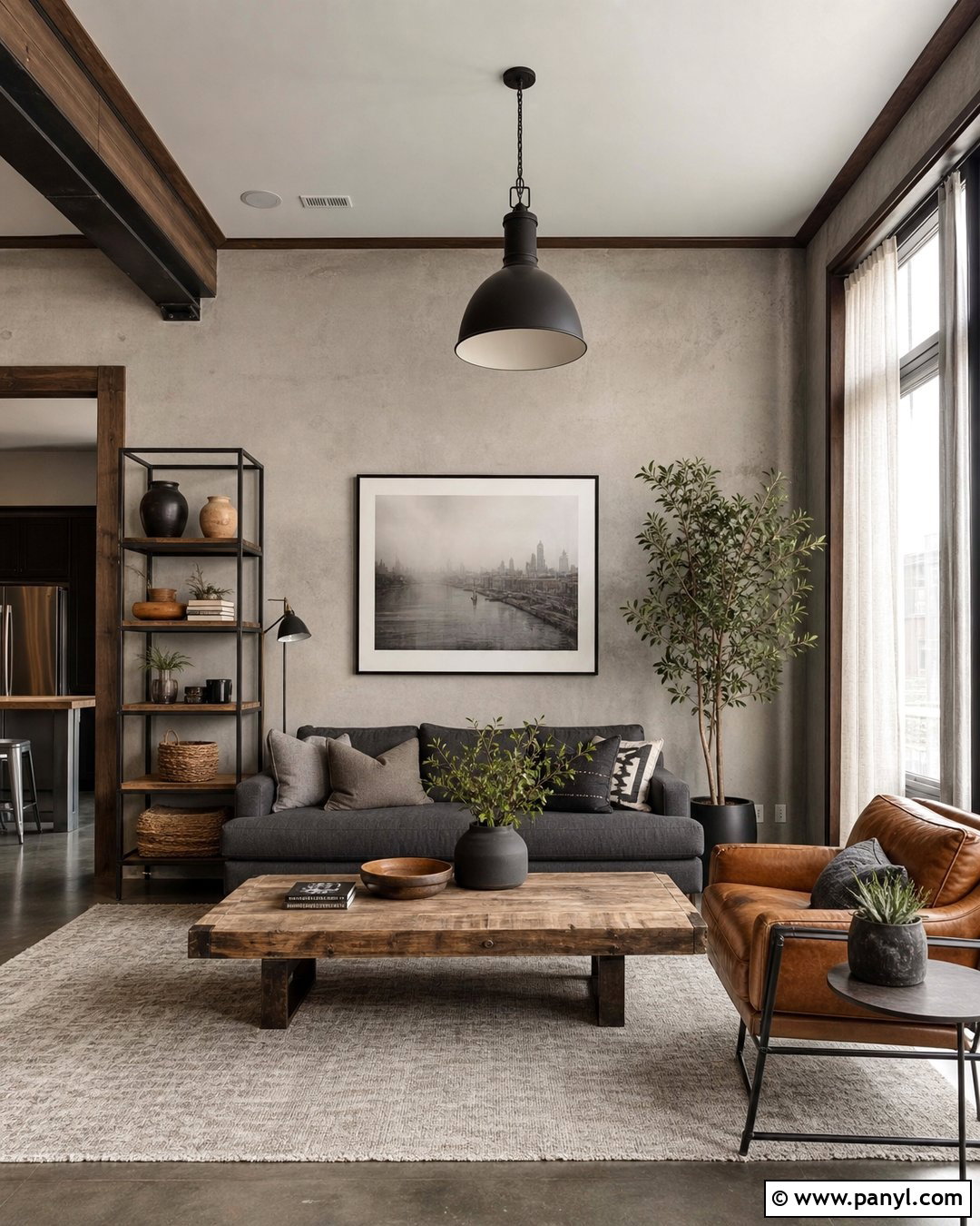 Light Grey Walls With Dark Wood Trim Industrial Room - 20 Light Grey Walls With Dark Wood Trim Ideas